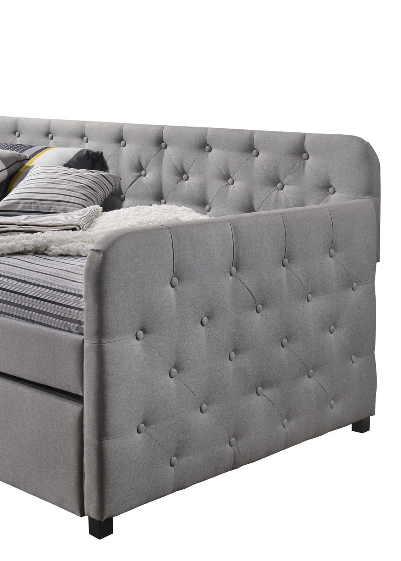 Home Design Uma Linen Upholstered Daybed with Button Tufting – Ideal for Bedroom or Guest Room