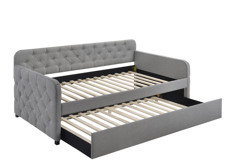 Home Design Uma Linen Upholstered Daybed with Button Tufting – Ideal for Bedroom or Guest Room