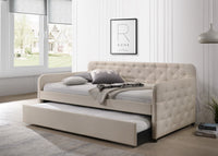 Home Design Uma Linen Upholstered Daybed with Button Tufting – Ideal for Bedroom or Guest Room