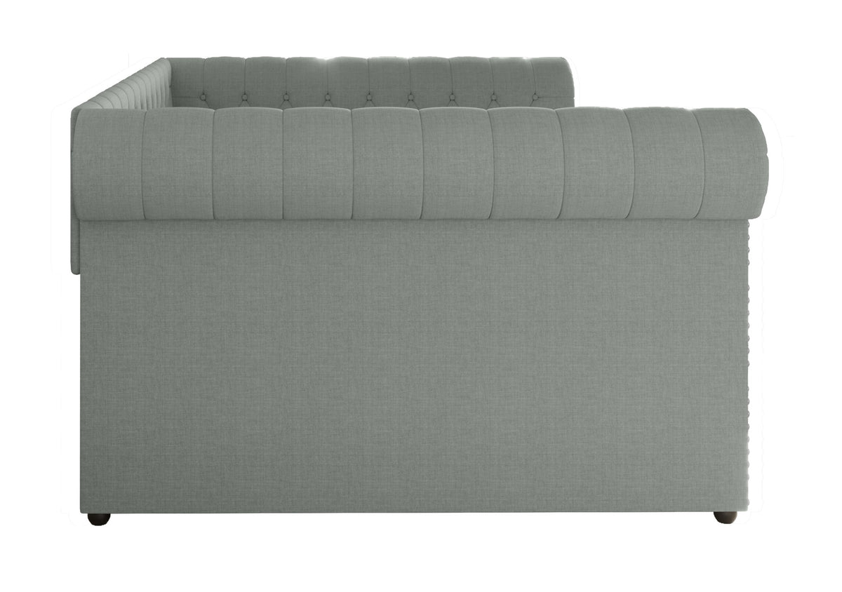 Home Design Venice Upholstered Daybed with Pull-Out Twin Trundle, Modern Sofa Bed for Guest Room or Bedroom