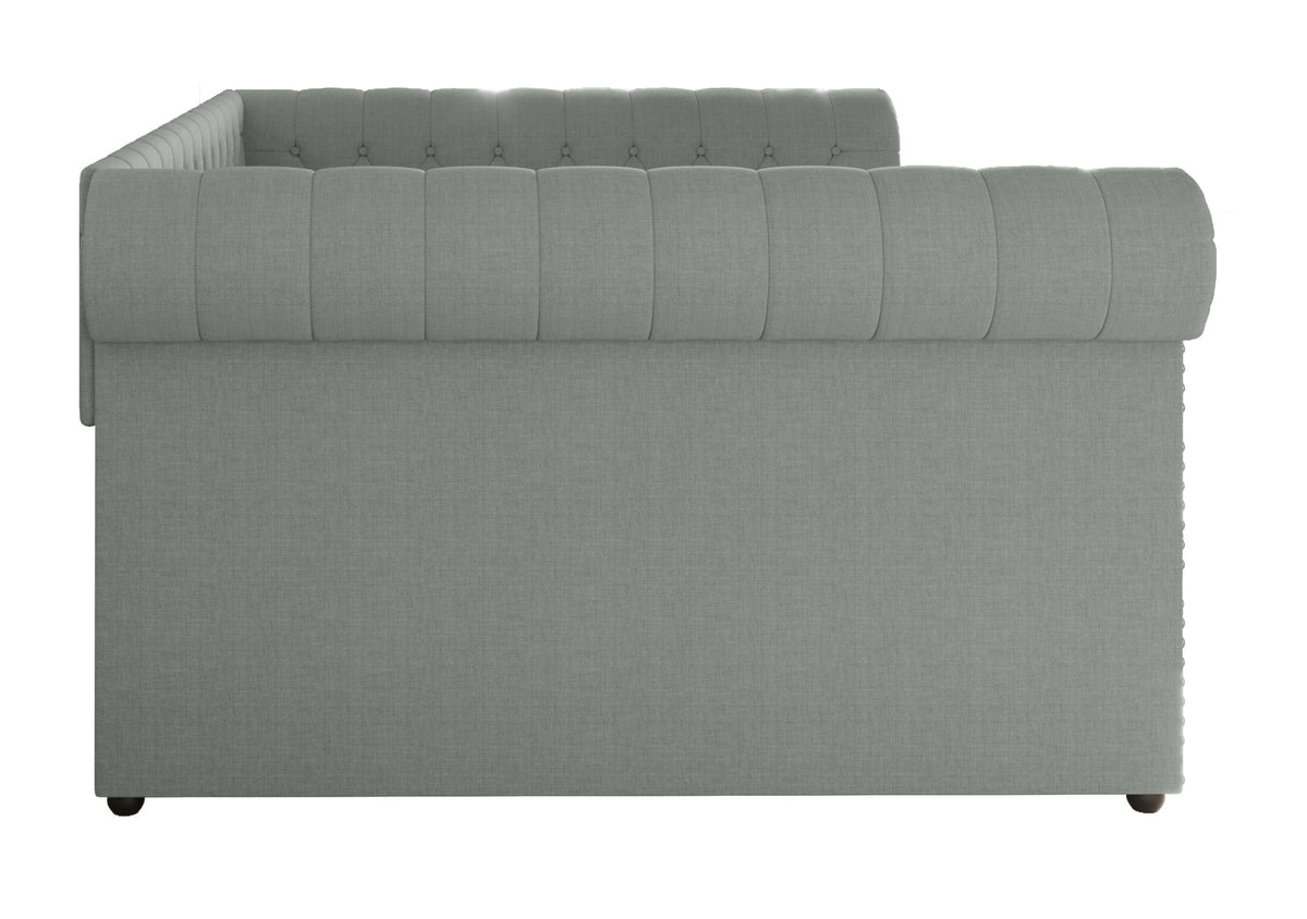 Home Design Venice Upholstered Daybed with Pull-Out Twin Trundle, Modern Sofa Bed for Guest Room or Bedroom