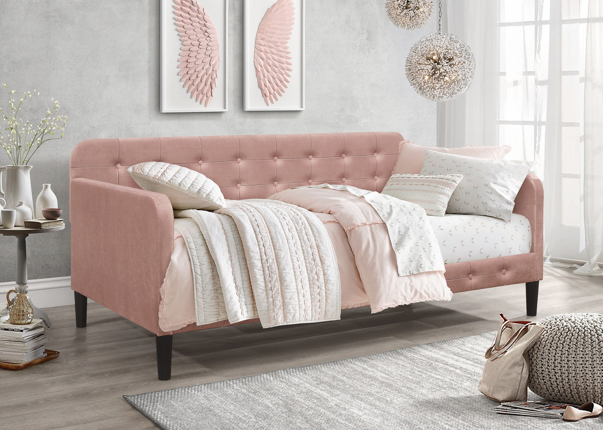 Chloe Twin Daybed with Velvet Upholstery, Button-Tufted Back, Stylish Versatile Seating and Sleeping Solution for Bedroom or Living Room
