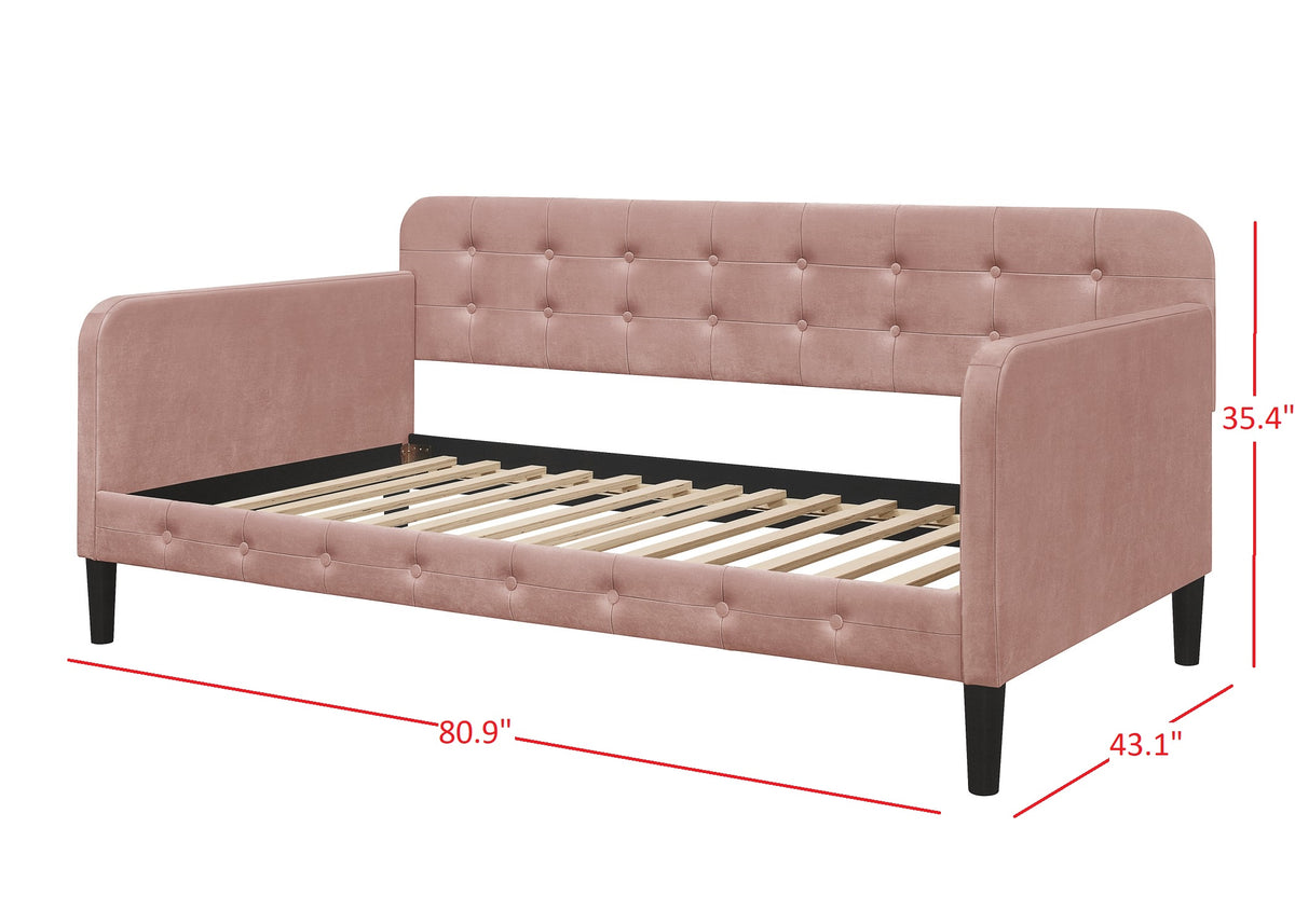 Chloe Twin Daybed with Velvet Upholstery, Button-Tufted Back, Stylish Versatile Seating and Sleeping Solution for Bedroom or Living Room
