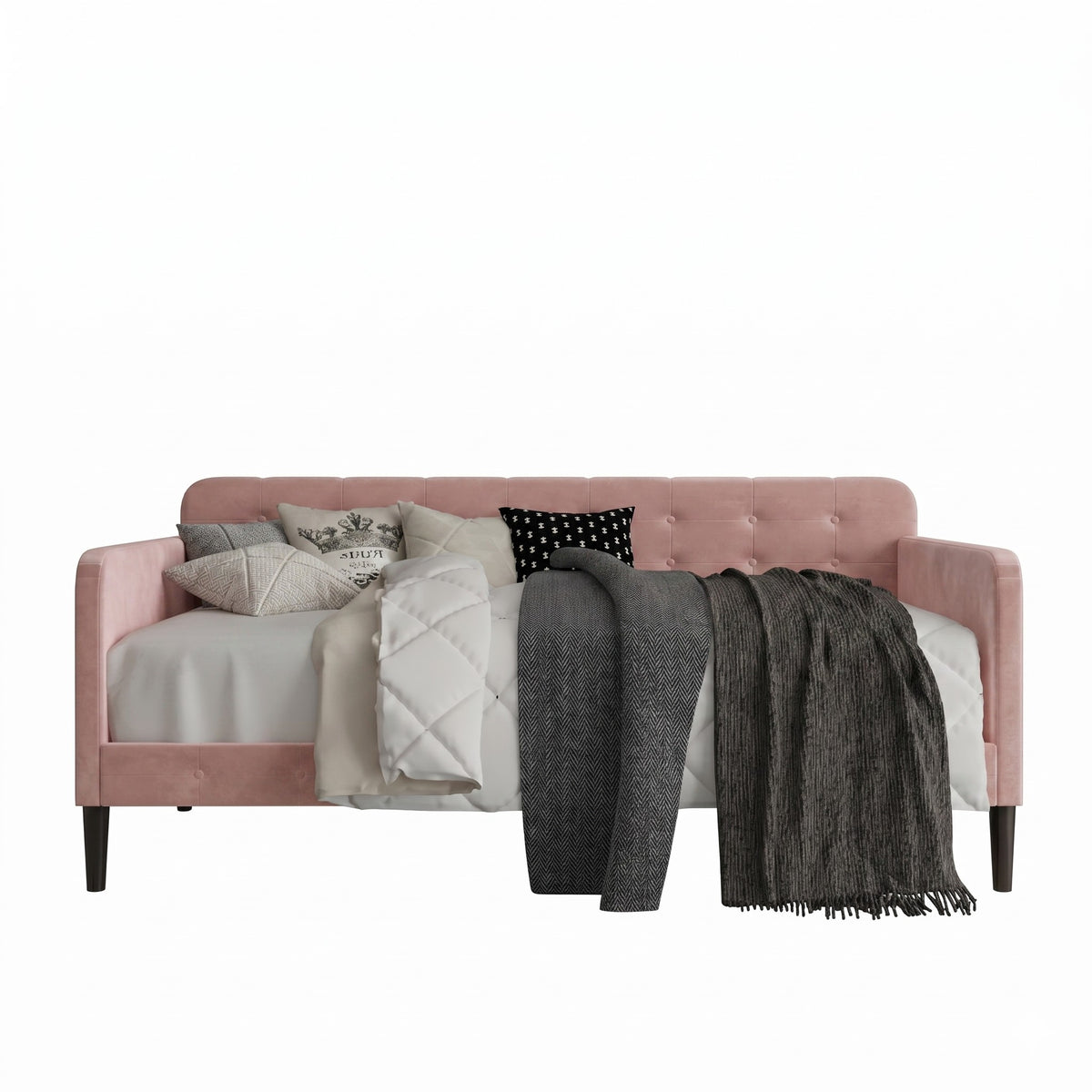 Chloe Twin Daybed with Velvet Upholstery, Button-Tufted Back, Stylish Versatile Seating and Sleeping Solution for Bedroom or Living Room