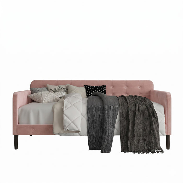 Chloe Twin Daybed with Velvet Upholstery, Button-Tufted Back, Stylish Versatile Seating and Sleeping Solution for Bedroom or Living Room