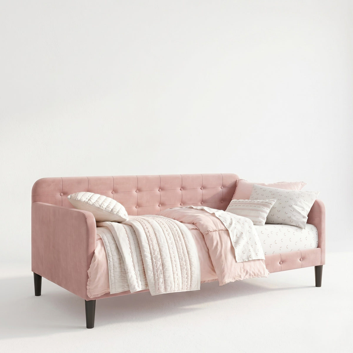 Chloe Twin Daybed with Velvet Upholstery, Button-Tufted Back, Stylish Versatile Seating and Sleeping Solution for Bedroom or Living Room