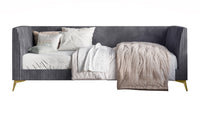 HMD Upholstered Easy Assembly Twin Daybed with Vertically Stitched Tufting