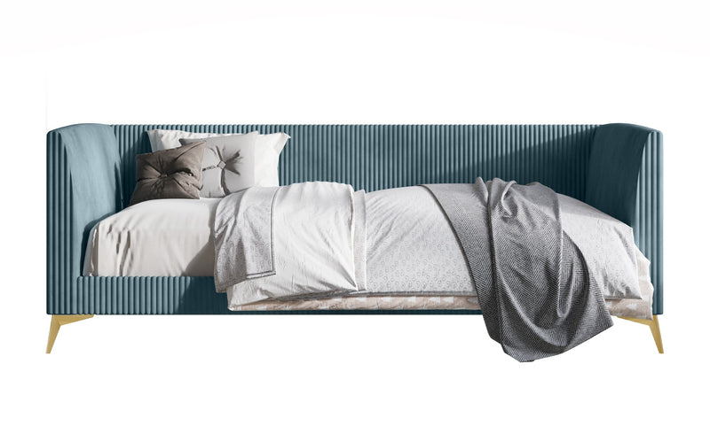 HMD Upholstered Easy Assembly Twin Daybed with Vertically Stitched Tufting