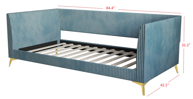 HMD Upholstered Easy Assembly Twin Daybed with Vertically Stitched Tufting