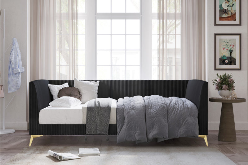 HMD Upholstered Easy Assembly Twin Daybed with Vertically Stitched Tufting