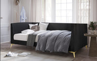 HMD Upholstered Easy Assembly Twin Daybed with Vertically Stitched Tufting
