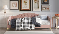 Home Design Hemnes Upholstered Twin Daybed for Adult, Living Room & Guest Room, Crystal Diamond Button Tufted, Easy Assembly