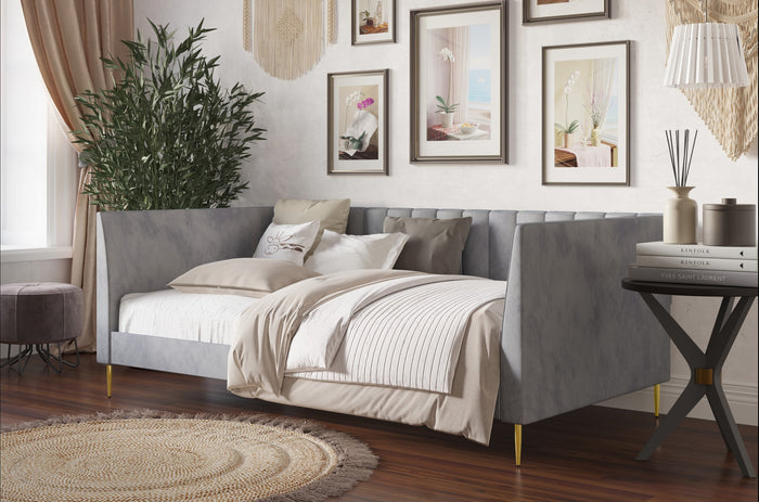 Home Design Delano Twin Upholstered Daybed, Vertical-Channel Tufted Daybed for Adult, Easy Assembly