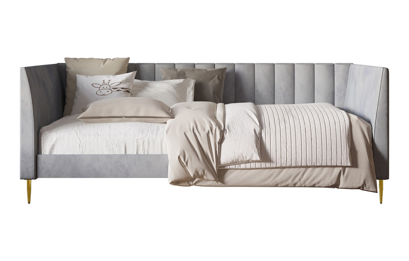 Home Design Delano Twin Upholstered Daybed, Vertical-Channel Tufted Daybed for Adult, Easy Assembly