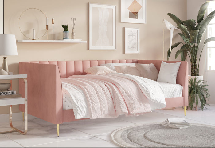 Home Design Delano Twin Upholstered Daybed, Vertical-Channel Tufted Daybed for Adult, Easy Assembly