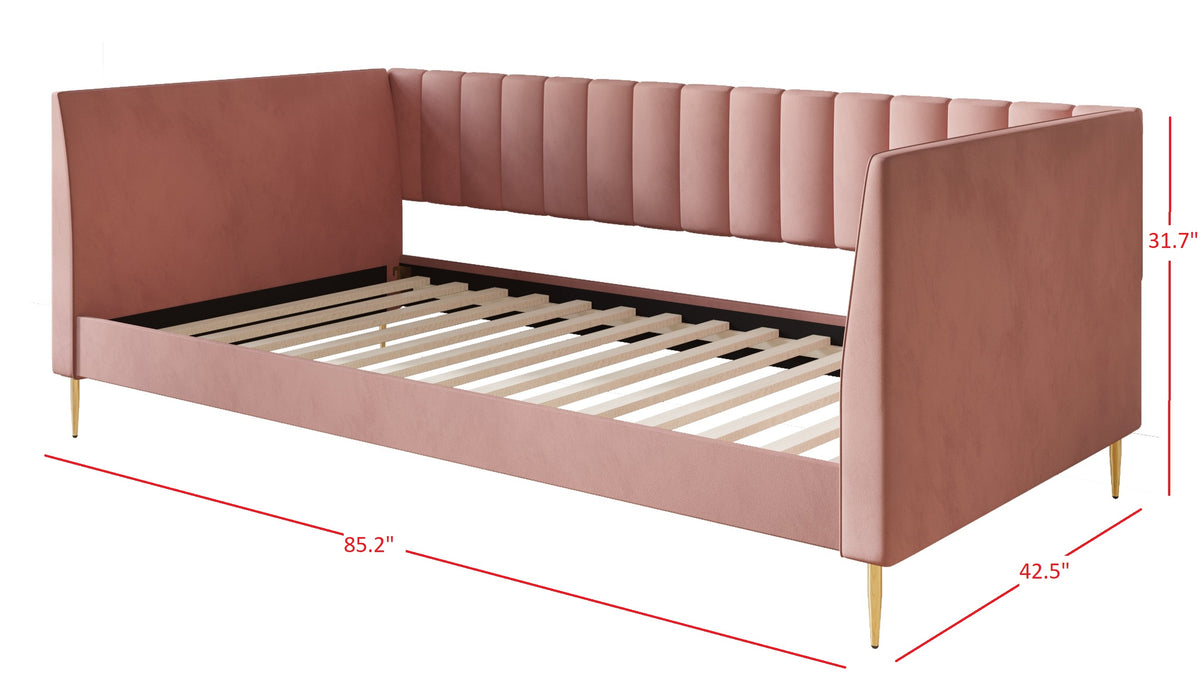 Home Design Delano Twin Upholstered Daybed, Vertical-Channel Tufted Daybed for Adult, Easy Assembly