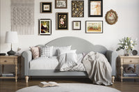 Home Design Chaise Upholstered Twin Daybed with Arched-Back Design – Adult Guest Room or Living Room, Easy Assembly