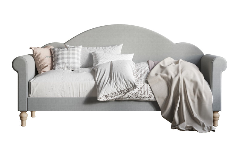 Home Design Chaise Upholstered Twin Daybed with Arched-Back Design – Adult Guest Room or Living Room, Easy Assembly