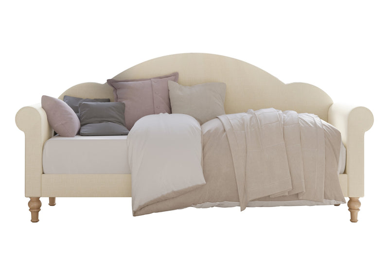 Home Design Chaise Upholstered Twin Daybed with Arched-Back Design – Adult Guest Room or Living Room, Easy Assembly