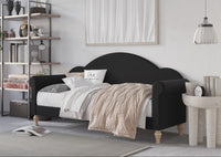 Home Design Chaise Upholstered Twin Daybed with Arched-Back Design – Adult Guest Room or Living Room, Easy Assembly