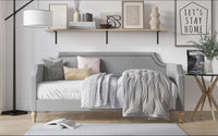 Home Design Pita Upholstered Twin Daybed with Nailhead Trim and Scooped Silhouette – Adult Living Room, Guest Room, or Bedroom, Easy Assembly