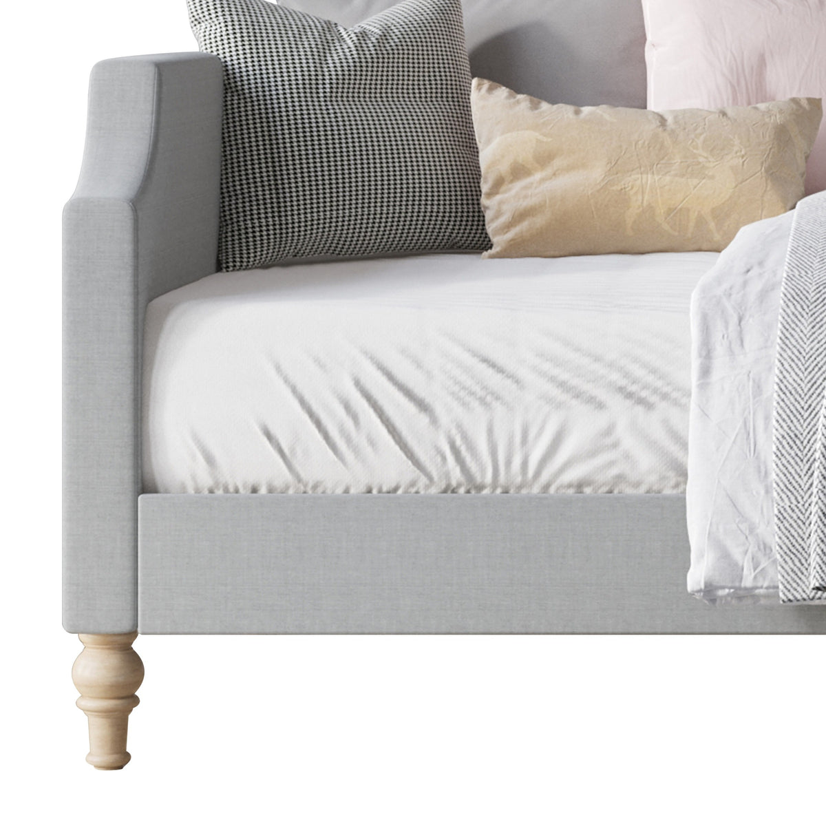 Home Design Pita Upholstered Twin Daybed with Nailhead Trim and Scooped Silhouette – Adult Living Room, Guest Room, or Bedroom, Easy Assembly