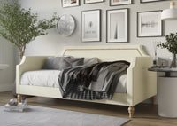 Home Design Pita Upholstered Twin Daybed with Nailhead Trim and Scooped Silhouette – Adult Living Room, Guest Room, or Bedroom, Easy Assembly