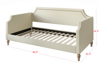 Home Design Pita Upholstered Twin Daybed with Nailhead Trim and Scooped Silhouette – Adult Living Room, Guest Room, or Bedroom, Easy Assembly