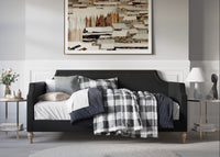 Home Design Pita Upholstered Twin Daybed with Nailhead Trim and Scooped Silhouette – Adult Living Room, Guest Room, or Bedroom, Easy Assembly