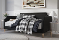 Home Design Pita Upholstered Twin Daybed with Nailhead Trim and Scooped Silhouette – Adult Living Room, Guest Room, or Bedroom, Easy Assembly
