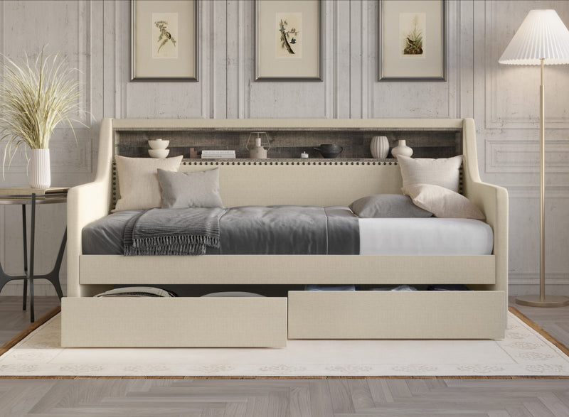 Home Design Brianna Upholstered Twin Daybed