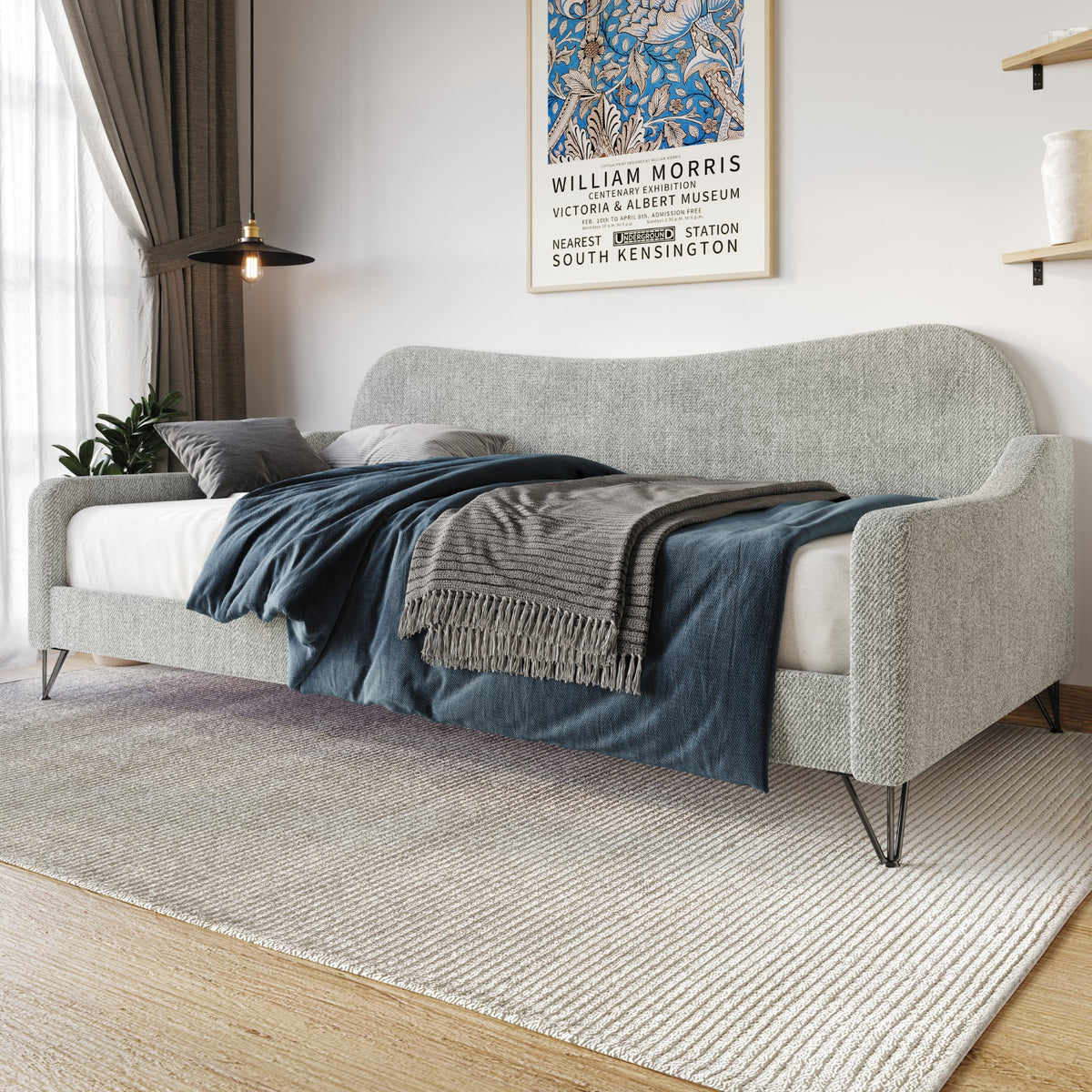 Home Design Natty Upholstered Twin Daybed, for Adult Bedroom or Guest Room