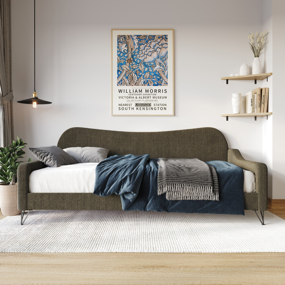 Home Design Natty Upholstered Twin Daybed, for Adult Bedroom or Guest Room