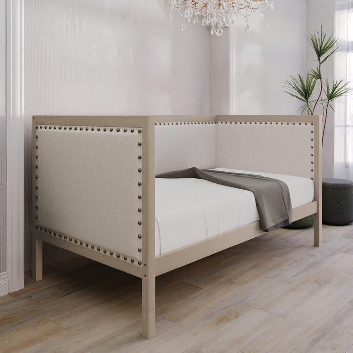 Home Design Cairo Twin Upholstered Daybed ，Warm Gray