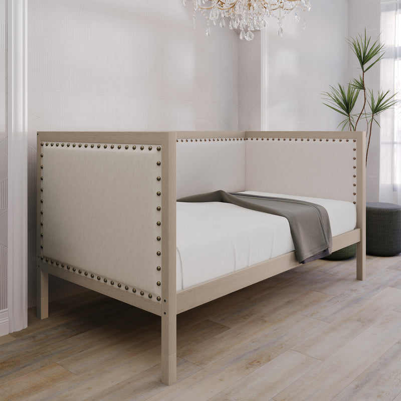 Home Design Cairo Twin Upholstered Daybed ，Warm Gray