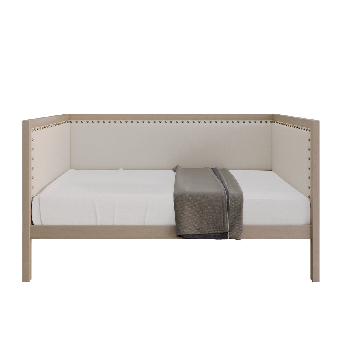 Home Design Cairo Twin Upholstered Daybed ，Warm Gray
