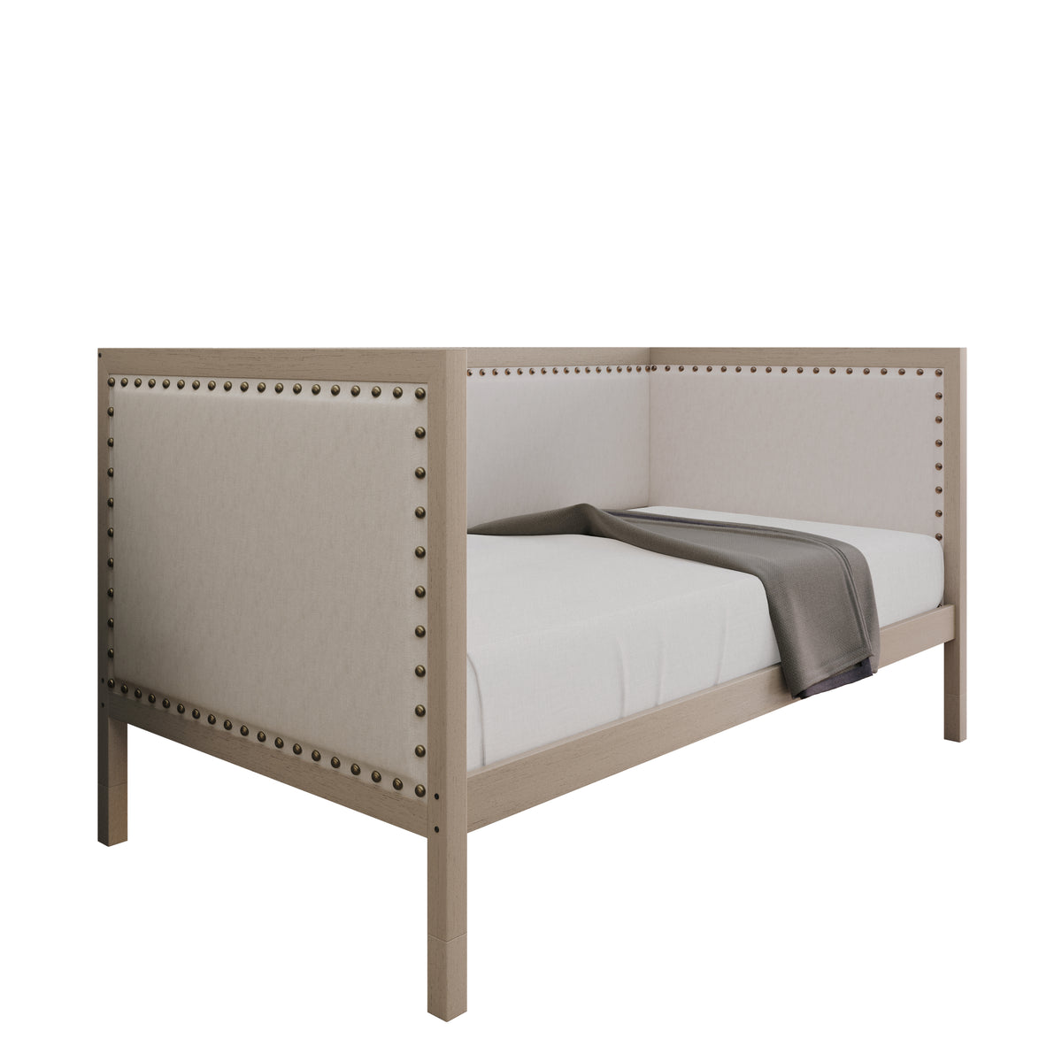 Home Design Cairo Twin Upholstered Daybed ，Warm Gray