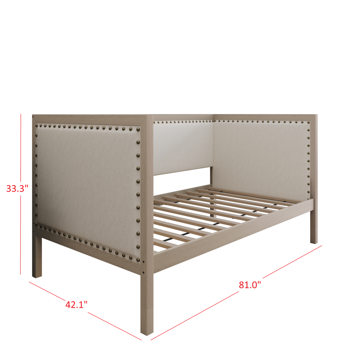 Home Design Cairo Twin Upholstered Daybed ，Warm Gray