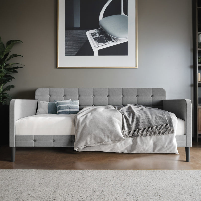 Home Design Fallon Linen Upholstered Daybed for Kids and Adults