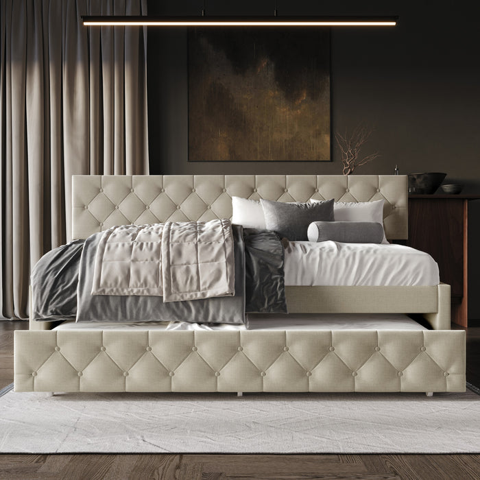 Home Design Tyler Daybed with Trundle for Adult, Warm Gray