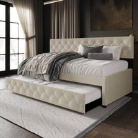 Home Design Tyler Daybed with Trundle for Adult, Warm Gray