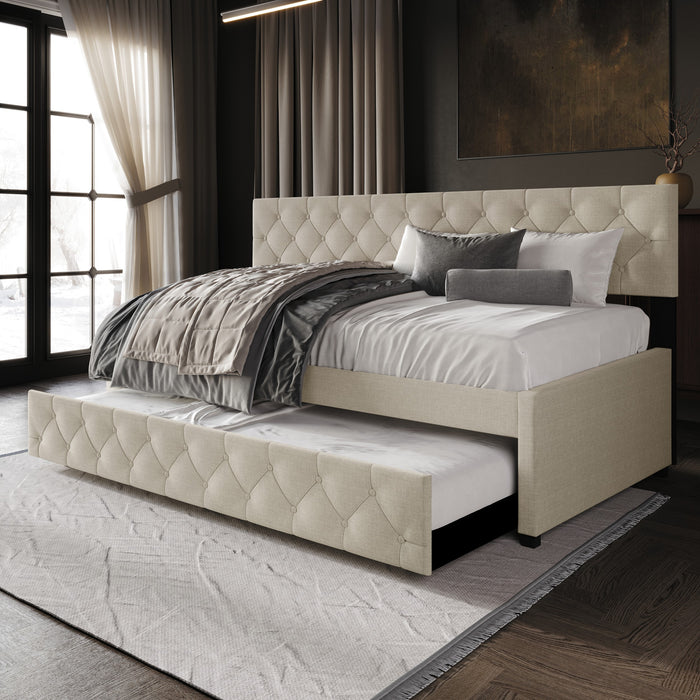 Home Design Tyler Daybed with Trundle for Adult, Warm Gray