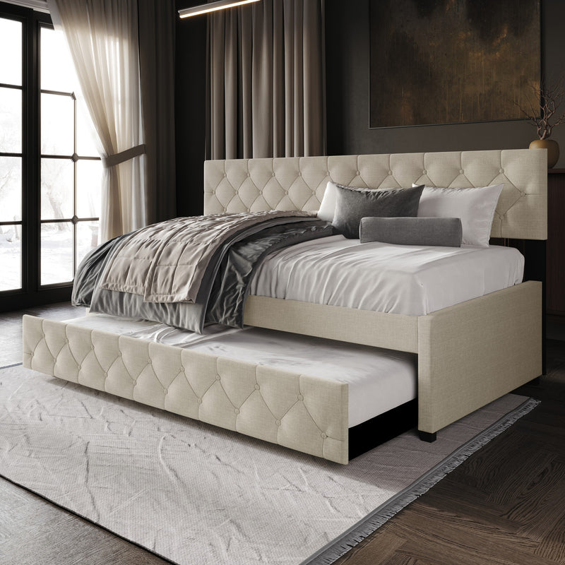 Home Design Tyler Daybed with Trundle for Adult, Warm Gray