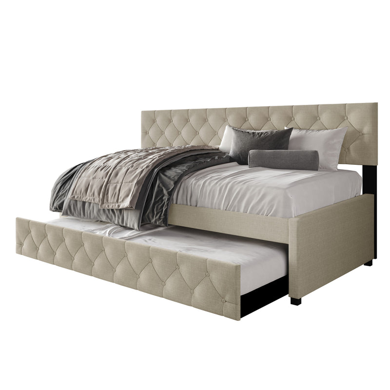 Home Design Tyler Daybed with Trundle for Adult, Warm Gray