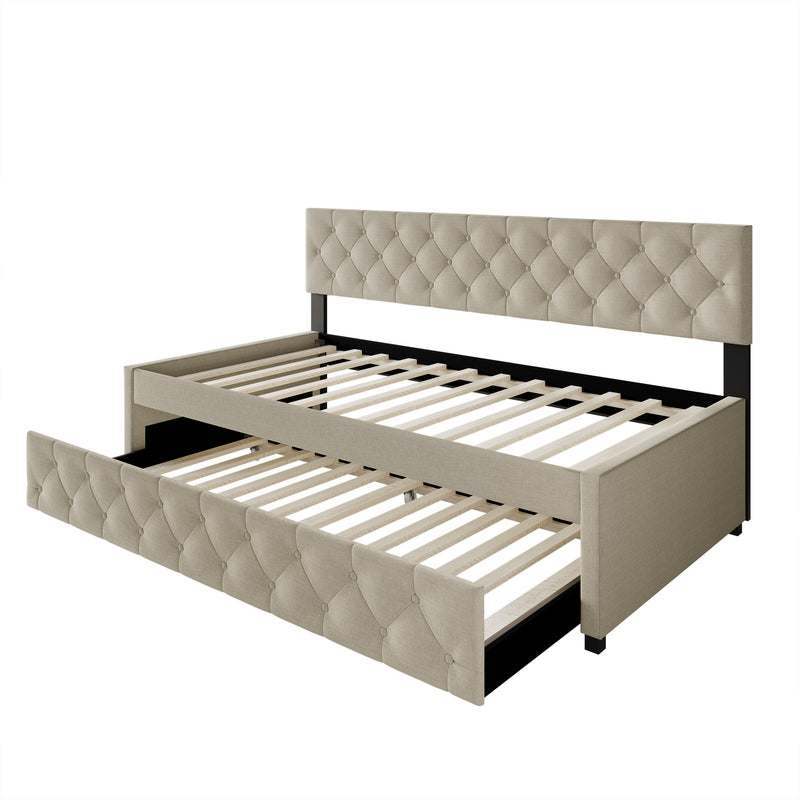 Home Design Tyler Daybed with Trundle for Adult, Warm Gray