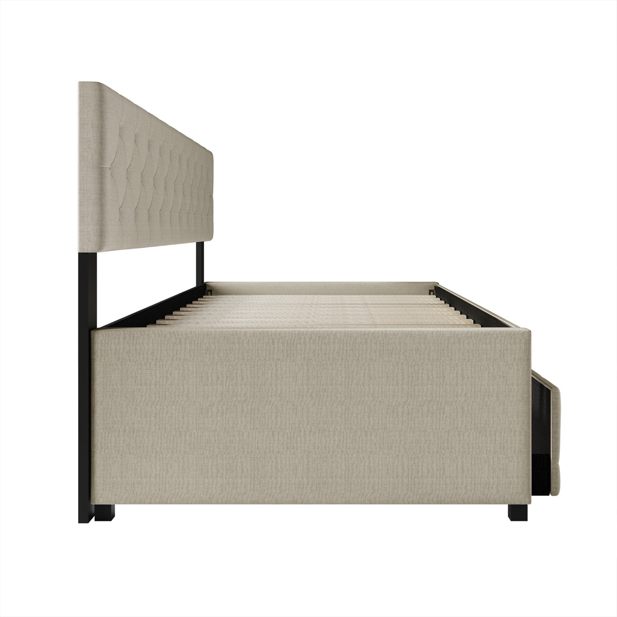 Home Design Tyler Daybed with Trundle for Adult, Warm Gray