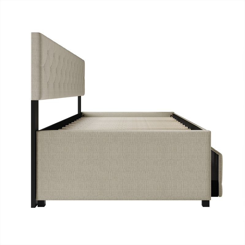 Home Design Tyler Daybed with Trundle for Adult, Warm Gray