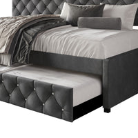 Home Design Darcey Luxurious Velvet Upholstered Daybed with Pull-Out Trundle, Diamond Button Tufted, Easy Assembly