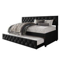 Home Design Darcey Luxurious Velvet Upholstered Daybed with Pull-Out Trundle, Diamond Button Tufted, Easy Assembly