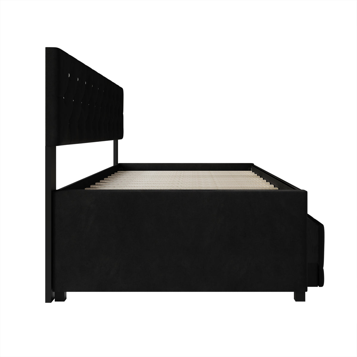 Home Design Darcey Luxurious Velvet Upholstered Daybed with Pull-Out Trundle, Diamond Button Tufted, Easy Assembly